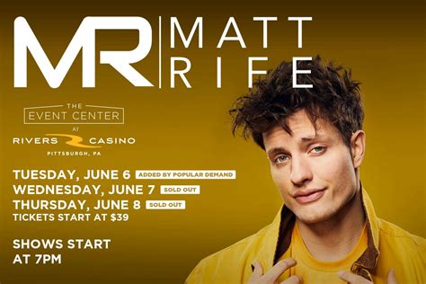 The person I responded to said Matt Rife&x27;s "online content is mainly crowd work reacting to white women screaming out to him. . Matt riffe tickets